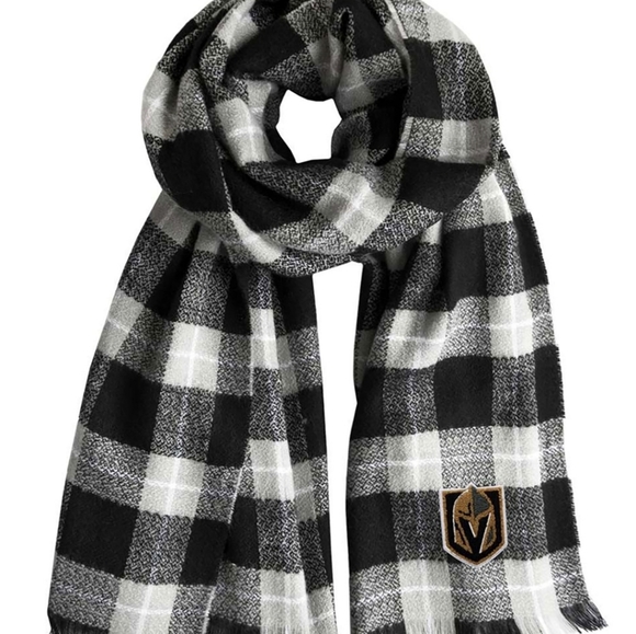 BNWT Black Plaid NHL Las Vegas Golden Knights Blanket Scarf Little Earth - Picture 7 of 7